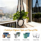 35 Inch Macrame Plant Hanger, Large for up to 15 Inch Pot Extra Long Hanging Planter Holder Basket with Wood Beads for Indoor Outdoor Home Decor (Black, 2-Pack)