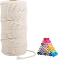 FLIPPED Macrame Cord,3mm x109 Yards 100% Natural Macrame Cords Colored Cotton Macrame Rope Craft Cord for DIY Crafts Knitting Plant Hangers Christmas Wedding Decor(Natural Color/Beige)