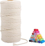 FLIPPED Macrame Cord,3mm x109 Yards 100% Natural Macrame Cords Colored Cotton Macrame Rope Craft Cord for DIY Crafts Knitting Plant Hangers Christmas Wedding Decor(Natural Color/Beige)