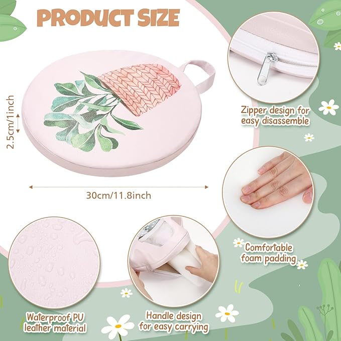 Suzile 12 Pcs Cartoon Kids Floor Cushions for Classroom, Round Flexible Seating with Handle, Soft Waterproof Floor Pillow with 12 Cute Styles for Home Daycare Preschool Kindergarten (Plant)