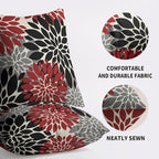 Black Red Pillow Covers 20X20 Inch Set of 2, Spring Summer Floral Dahlia Flower Cream Decorative Throw Pillow Covers Outdoor Modern Farmhouse Cushion Case for Home Couch Sofa Bed Decor