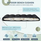 downluxe Outdoor Bench Cushion for Patio Furniture, Water Resistant Tufted Overstuffed Porch Swing Cushions, Thick Outdoor Loveseat Cushions, 44" X 19" X 5", Black, Set of 1