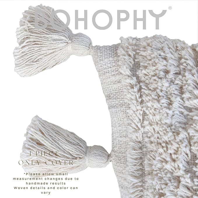 Boho Neutral Textured Throw Pillow Cover Tufted Decorative Pillowcase Nursery Cushion Cover cojin decorativo (Caribbean)