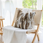 MOOX Rabbit Fur Throw Pillow Covers Decorative Fluffy Soft Fuzzy Plush Luxury Genuine Animal Skin Lumbar Pillow 18"x18" Cushion Cover, Couch-Yellow White