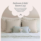 BEBE BASK Scalloped Pillow Cover - Set of 2 - 18 x 18 Inch - Scallop Pillow Cover Natural/White/Beige - 100% Cotton - Grandmillennial Style