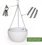 Dexceder 10.5 Inch Large Self Watering Hanging Planters Indoor Outdoor, Thickened Hanging Basket Flower Plant Pot with Water Level Indicator (White)