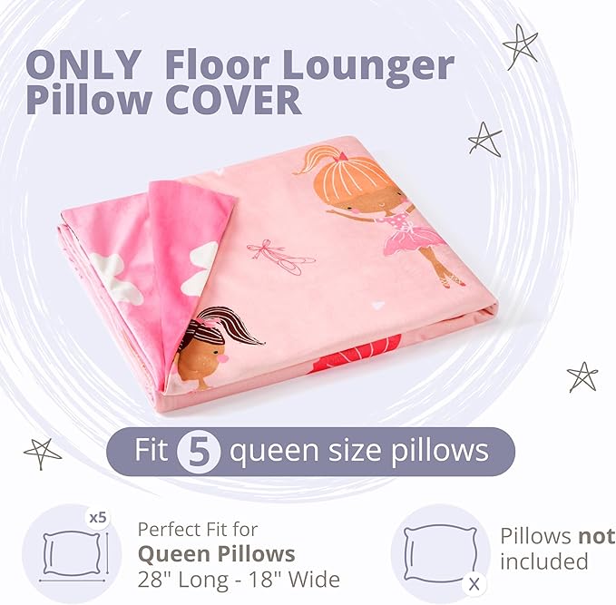 Butterfly Craze Floor Pillow Case, Mattress Bed Lounger Cover, Black/White, Queen Size - Cozy Seating Solution for Kids & Adults, Recliner Cushion, for Reading, TV Time (Pillow Not Included)