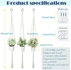3 Pack Artificial Hanging Plants Indoor with Macrame Hangers – Fake Hanging Plants Set with Handmade Boho Plant Hangers & Hooks for Home, Kitchen, Office Décor