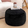 Asuprui Pouf Ottoman Unstuffed Ottoman Foot Rest Floor Pouf 20x20x12 Inches Round Bean Bag Chair Foldable Floor Chair Storage for Living Room Bedroom Black Stripe