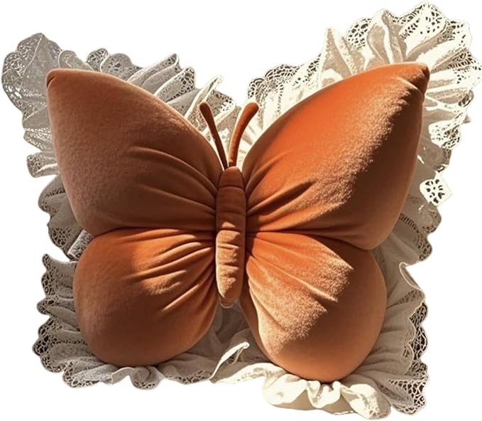 Butterfly Sofa Pillow Animal Floor Reading Pillow Car Cushion (Orange, 50cm)