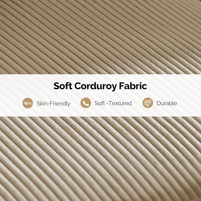 VINGLI Movable Ottoman for Corduroy Cloud Sectional Couches,Khaki