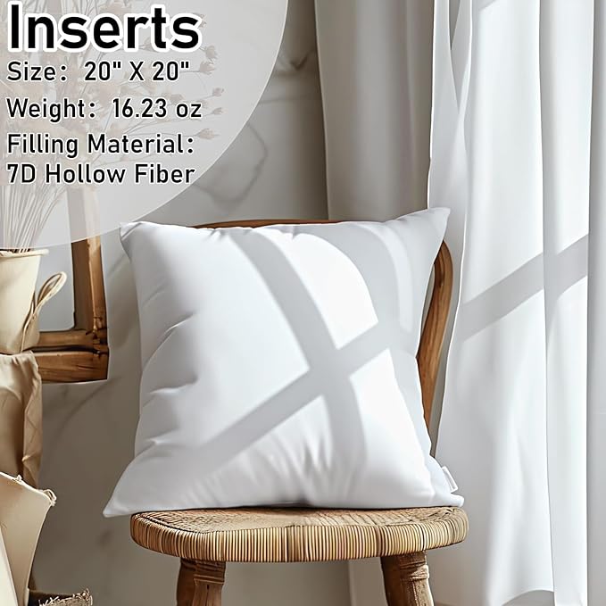 Boho Decorative Throw Pillows with Inserts, 18" x 18" Soft Tufted Modern Chenille Pillow, Pillows for Home, Patio, Couch, Bedroom, Living Room (Black Square - White Background)