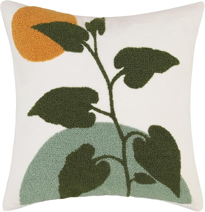 JASEN Abstract Boho Pillow Covers 18x18,Soft Mid Century Geometric Cactus Decorative Throw Pillows for Couch Bed Sofa Bedroom（Only 1 Pillow Cover）