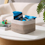 Small Organizing Baskets for Cubes Shelf, 9.7x9.7x7.1 Inch Rope Woven Storage Bins for Nursery Shelves Storage, Cute Toy Basket, Square 3 Packs Gradient Brown