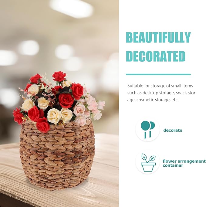 Seagrass Plant Basket Indoor Planter Basket Sundries Storage Woven Seagrass Wicker Planter Flower Pot 7.9in