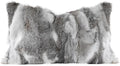 MOOX Rabbit Fur Throw Pillow Covers Decorative Fluffy Soft Fuzzy Plush Luxury Genuine Animal Skin Lumbar Pillow 12"x20" Cushion Cover, Couch-Grey White