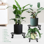 Yimobra 2 Pack Plant Stand for Flower Pot Heavy Duty Potted Holder Indoor Outdoor Metal Rustproof Iron Garden Container Round Supports Rack for Planter (9.4Inches, Black)