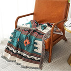 Homesy Boho Throw Blankets Southwestern Bed Throws Cover Reversible Green Aztec Southwest Blanket for Couch Chair Sofa Home Outdoor Beach Car Tent Travel Camping 51"x63"