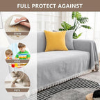 ROOMLIFE Minimal Design Grey Sofa Slipcovers Sectional Couch Covers Soft Chenille Sofa Covers for 2-3 Cushion Couch,Recliner Chair,Loveseat-Couch Cover for Dogs Pets, 71"x118"