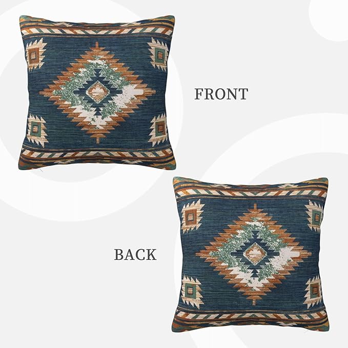 Aztec Western Throw Pillow Covers 16x16 Set of 2, Native American Pillow Covers Outdoor Decorative Pillow Case for Couch Bed Sofa Cushion Home Decor