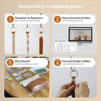 Macrame Kits for Beginners, 3 Set of Plant Hangers DIY Kit: Braided Polyester Ropes 50yds*5mm Burnt Orange, 20yds*2mm Ivory, 60+Pcs Supplies with Step-by-Step Easy Instructions (ORIV)