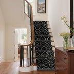 Area Rug 2x10 Rug Machine Washable Non-Slip Low Pile Print Pattern Western Rug for Living Room Bedroom Entryway Tribal Series-Black