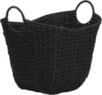 Household Essentials Paper Rope Basket with Handles, Natural Woven Woven Storage Basket, Great for Decoration or Organization