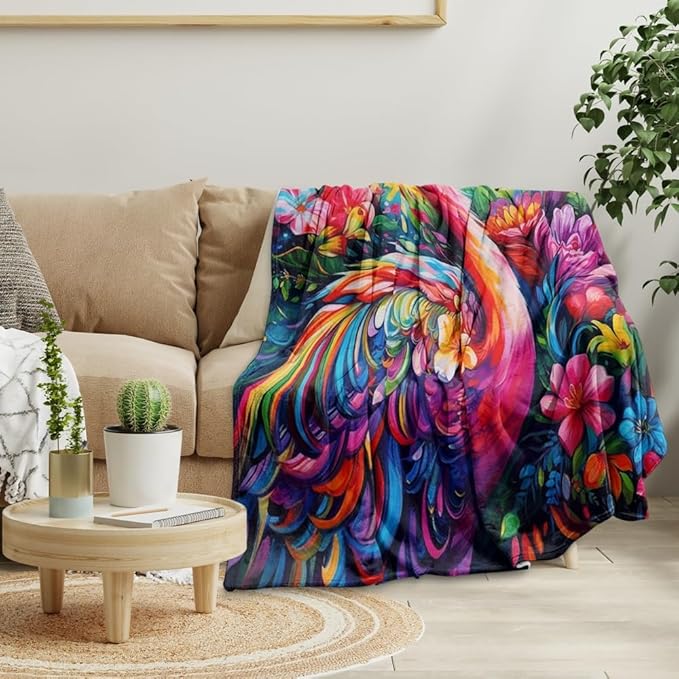 Flamingo Bird Fleece Blanket Tropical Pink Flamingos Palm Leaves Flowers Lightweight Ultra-Soft Throw Blanket for Sofa Couch Bed Camping Travel Super Soft Cozy Microfiber Blanket 30"x40"