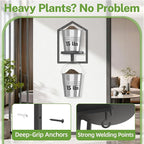 iDavosic.ly Wall Plant Picture Frame Holder Set of 3 for Indoor, Metal Stand with Hanging Hooks, Floating Flower Display Home Decor, Space Saving & Easy to Assemble (Pots/Chains/Plants Not Included)