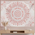 Accnicc Pink Floral Mandala Tapestry Wall Hanging Boho Medallion Tapestry Aesthetic Watercolor Flower Cute Small Tapestries for Bedroom Living Room Dorm Decor 48 x 36 Inch