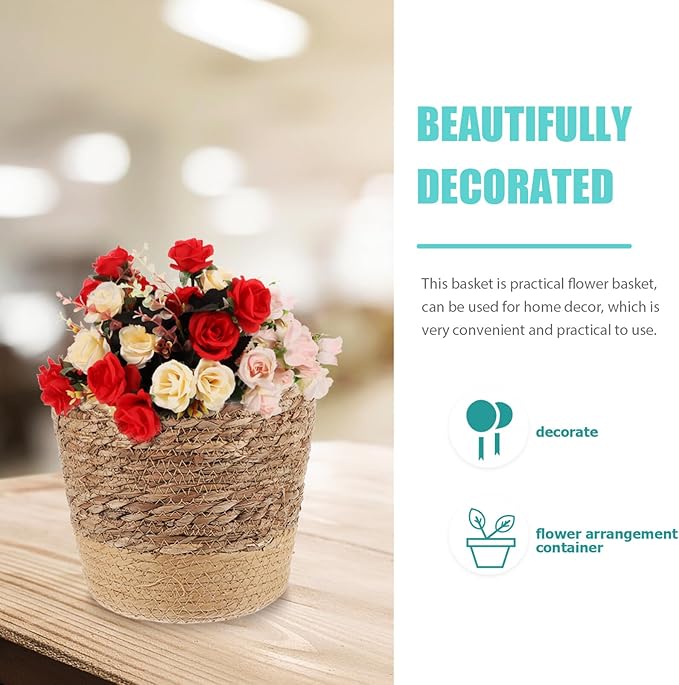 Cabilock Woven Plant Basket for Indoor Decor Hand Woven Seagrass Flower Pot Cover Storage for Home and Garden Versatile Decorative Container for Plants