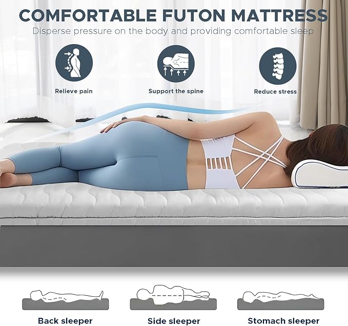 Japanese Floor Mattress, 100% High Density Comfortable Foam, 3.5" Thicken Grey Foldable Mattress Tatami Mat Sleeping Pad, Ideal for Comfort and Support, Kids Floor Lounger Pillow Bed Sofa (Queen）