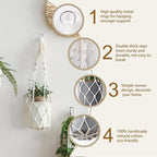 Artilady Macrame Plant Hanger Large Hanging Planter for Indoor Plants Holder White Cotton Rope Hanging Plant Basket Handmade Outdoor Window Boho Plant Wall Decor (White Macrame-2pcs)