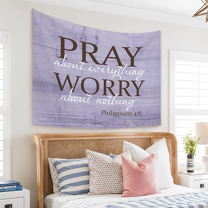 STHTTSW Christian Tapestry, Bible Verse Pray Tapestries Wall Blanket, Religious Scripture Wall Hanging Decor for Church Prayer Room Home Office, 50x60 Inch