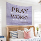 STHTTSW Christian Tapestry, Bible Verse Pray Tapestries Wall Blanket, Religious Scripture Wall Hanging Decor for Church Prayer Room Home Office, 50x60 Inch