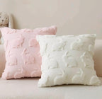 2 Pcs Tufted Easter Pillow Covers 18'' Pink White Rabbit Throw Pillow Cases 3D Soft Plush Faux Fur Wool Couch Cushion Case for Chair Sofa Bedroom Living Room Home Easter Decor