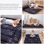 MAXYOYO Japanese Futon Mattress Floor Mattress Sleeping Pad Foldable Bed Roll Up Camping Cushion Floor Lounger Bed Couches and Sofas Couch Topper, Moon and Star, King Size
