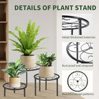5-piece set of metal plant potted flower racks, heavy-duty flower pot plant racks of different sizes, iron flower racks, suitable for indoor and outdoor home decoration (Black) (5, Black)