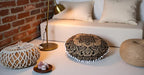 CRAFT KALA 22" Bohemian Floor Pillow Pouf Cover Mandala Boho Large Round Meditation Room Pillow Covers for Adults Seating Poufs Cushion Cover for Kids Playroom Black Gold Flower