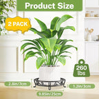 iDavosic.ly 2-Pack Metal Plant Stands for Outdoor Indoor, 11-Inch Wide Rust-proof Iron Heavy Duty Flower Pot Holder for Patio Garden Porch Living Room, Modern Black