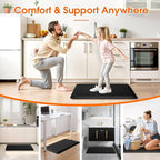 Kitchen Mat, Cushioned Thick Floor Comfort Mat, with Non-Slip Bottom, Water & Stain Resistant, Easy Clean Standing Desk Mat for Kitchen, Sink, Office (17.3"x28", Black)