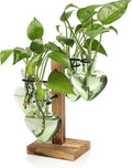 Plant Terrarium Propagation Stations with Wooden Stand, Glass Vase for Indoor Hydroponics Home Garden Office Decoration Gift for Women - 4 Love Bulb Vase