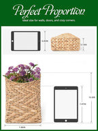 VerdantVibes Handwoven Wall Hanging Basket – Natural Water Hyacinth Basket for Boho Farmhouse Decor, Kitchen & Entryway Storage, Flower & Plant Display (9.8" H × 7.9" L × 3.1" W)