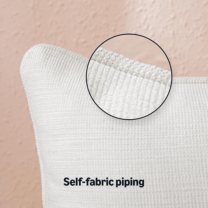 Amazon Basics Faux Linen Throw Pillow Covers with Hidden Zipper Closure, 12 × 20in, White, Pack of 2