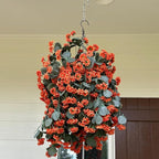 Hanging Baskets Artificial Flowers for Outdoor Interior Decor, Artificial Daisies Flowers Shrubs Plants with Baskets for Home Porch Garden Patio Patio Spring Summer Decor(Orange)