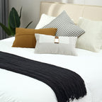 CREVENT Knitted Decorative Throw Blanket for Couch Sofa Chair Bed，Soft Warm Cozy Light Weight for Spring Summer (50''X60'' Black)