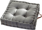 vctops Square Solid Color Velvet Seat Cushion with Handle Tufted Thicken Chair Pad Tatami Floor Pillow Cushion 16.5"x16.5"x4" Grey