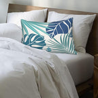 Tropical Pillow Covers 12x20 Set of 2 Navy Blue Aqua Teal Monstera Palm Leaf Pillowcase Summer Decorations Tropical Outdoor Throw Pillows Linen Decor Botanical Plant Cushion Case for Home Bed