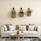 Macrame Plant Hanger Set of 2, Boho Wall Hanging Planter for Up to 6 Inch Pots - Handwoven Cotton Rope Wall Decor with S-Hooks for Indoor Plants in Living Room, Bedroom & Office