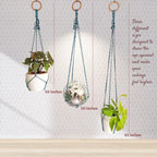 Set of 3 Macrame plant hanger for pots 4-10” live plants indoor and outdoor decor hanging plant holder Boho décor Plant stand Indoor plant shelf for Hanging planter for plant pots (Coastal Breeze)